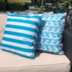 Coast Blue Water Resistant Outdoor Cushion -DUNELM Furniture Shop 1000169711 alt02