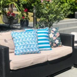 Coast Blue Water Resistant Outdoor Cushion -DUNELM Furniture Shop 1000169711 alt03