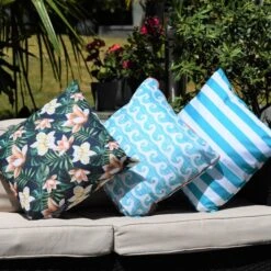 Coast Blue Water Resistant Outdoor Cushion -DUNELM Furniture Shop 1000169711 alt04