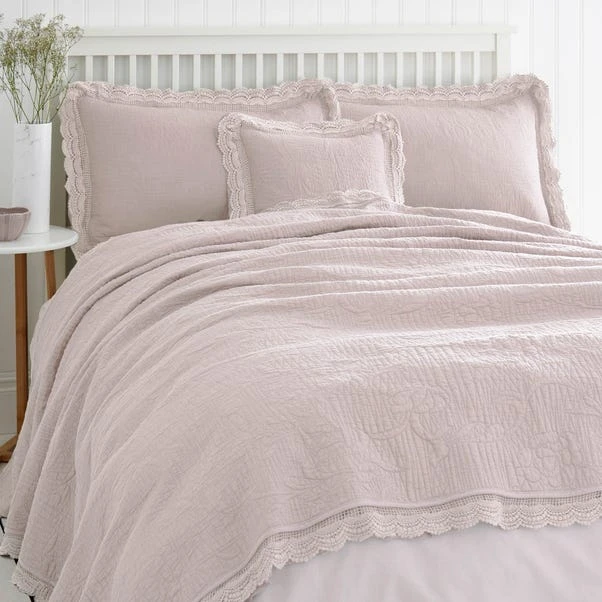 Lace Edge Blush Bedspread 3 Lace Edge Blush Bedspread