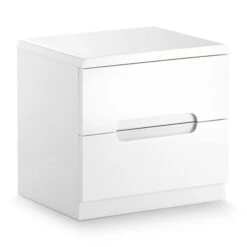 Manhattan 2 Drawer Bedside Table, White