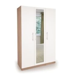 Harmony Hyde Triple Wardrobe, White & Mirrored
