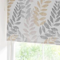 Leah Leaf Ochre Blackout Roller Blind -DUNELM Furniture Shop 30634074 alt04