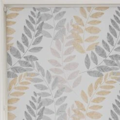 Leah Leaf Ochre Blackout Roller Blind -DUNELM Furniture Shop 30634074 alt05