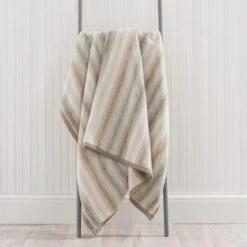 Super Soft Ombre Stripe Natural Throw -DUNELM Furniture Shop 30655832