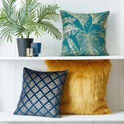 Velvet Geo Foil Cushion Cover -DUNELM Furniture Shop 30663689 alt03