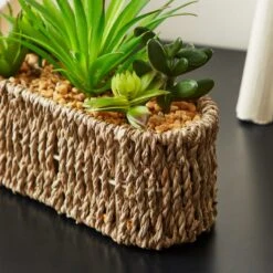 Artificial Succulents In Woven Plant Pot -DUNELM Furniture Shop 30689660 alt01