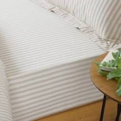 The Linen Yard Hebden Natural Stripe 100% Cotton Fitted Sheet 5 The Linen Yard Hebden Natural Stripe 100% Cotton Fitted Sheet -DUNELM Furniture Shop 30703240