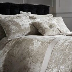 Catherine Lansfield Crushed Velvet Duvet Cover And Pillowcase Set -DUNELM Furniture Shop 30705253 alt01