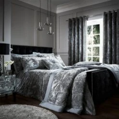 Catherine Lansfield Crushed Velvet Duvet Cover And Pillowcase Set -DUNELM Furniture Shop 30705286