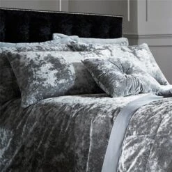 Catherine Lansfield Crushed Velvet Duvet Cover And Pillowcase Set -DUNELM Furniture Shop 30705286 alt01