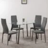 Abbey 4 Seater Rectangular Glass Top Dining Table With 4 Chairs -DUNELM Furniture Shop 30706161