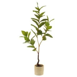 Artificial Lemon Leaf In Concrete Plant Pot -DUNELM Furniture Shop 30724505 alt04