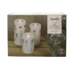 Set Of 3 Lavender Inclusion LED Candles -DUNELM Furniture Shop 30734431 alt02