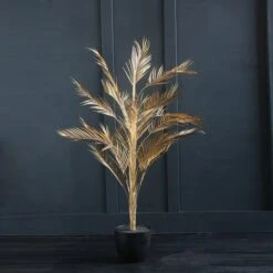 Artificial Gold Palm Tree In Black Plant Pot