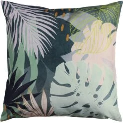 Leafy Teal Outdoor Cushion -DUNELM Furniture Shop 30744253 alt02