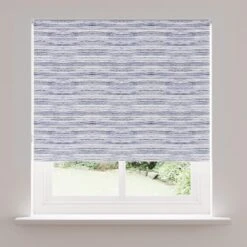 Whitmore Blue Stripe Blackout Roller Blind 40 Whitmore Blue Stripe Blackout Roller Blind -DUNELM Furniture Shop 30754440 alt02