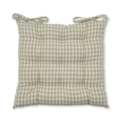 Gingham Check 9 Stitch Sage Seat Pad -DUNELM Furniture Shop 30755196 alt03