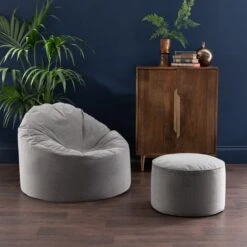 Eliza Velvet Grey Bean Bag Chair -DUNELM Furniture Shop 30766404 alt05