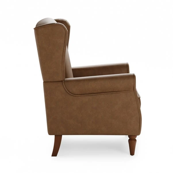 Oswald Distressed Faux Leather Wingback Armchair 6 Oswald Distressed Faux Leather Wingback Armchair - Image 4