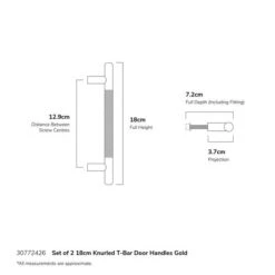 Set Of 2 Knurled T-Bar Door Handles -DUNELM Furniture Shop 30772426 alt08