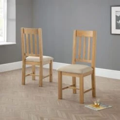 Hereford Set Of 2 Dining Chairs, Taupe Faux Linen