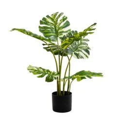 Artificial Real Touch Variegated Monstera In Black Plant Pot -DUNELM Furniture Shop 30797230 alt02