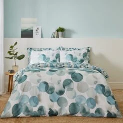 Watercolour Circles Teal Duvet Cover And Pillowcase Set -DUNELM Furniture Shop 30798230