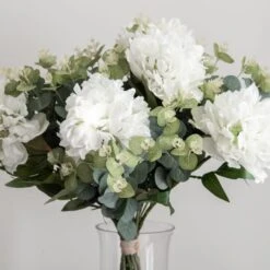 Artificial White Elena Peony Bouquet -DUNELM Furniture Shop 30801537 alt01