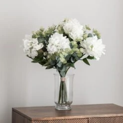 Artificial White Elena Peony Bouquet -DUNELM Furniture Shop 30801537 alt02