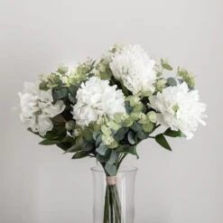 Artificial White Elena Peony Bouquet -DUNELM Furniture Shop 30801537 alt03