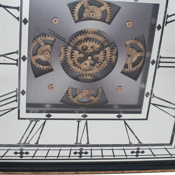 Antique Gold Square Working Cogs Wall Clock 6 Antique Gold Square Working Cogs Wall Clock - Image 4