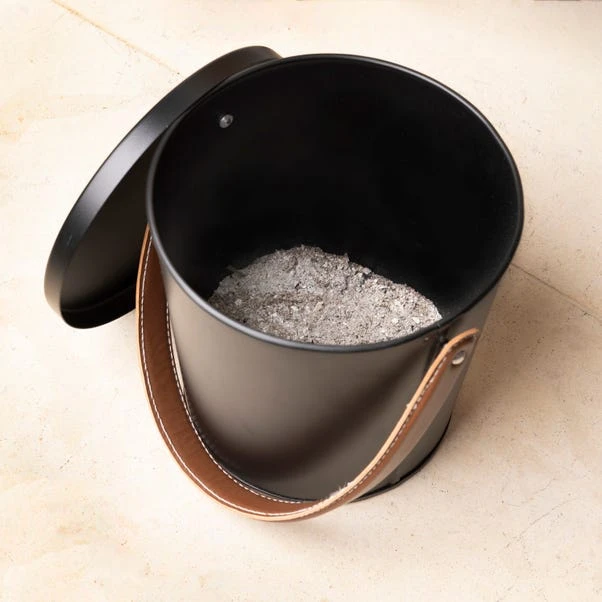 Snug - Fireside Black Iron Ash Bucket With Leather Handles 6 Snug - Fireside Black Iron Ash Bucket With Leather Handles - Image 4