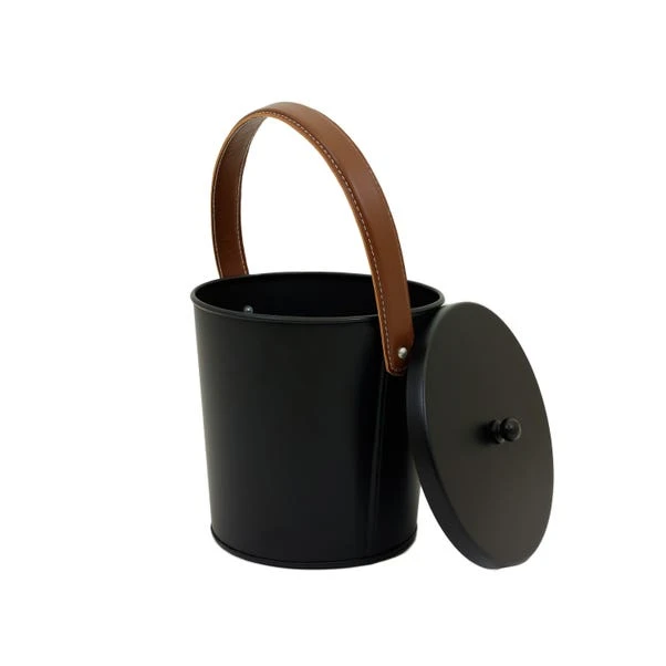 Snug - Fireside Black Iron Ash Bucket With Leather Handles 7 Snug - Fireside Black Iron Ash Bucket With Leather Handles - Image 5