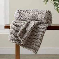 Chunky Knit Recycled Throw 130cm X 170cm -DUNELM Furniture Shop 30826706 alt04