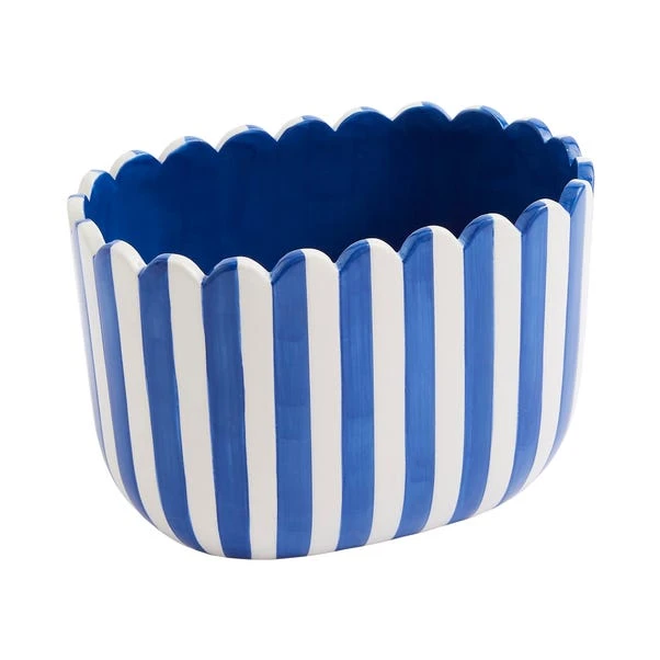 Scalloped Blue Plant Pot 6 Scalloped Blue Plant Pot - Image 4