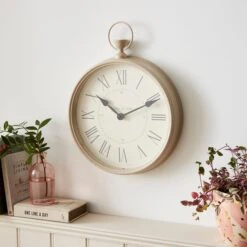 Cream Vintage Pocket Watch Indoor Outdoor Wall Clock -DUNELM Furniture Shop 30828521 alt01