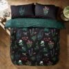 Moorland Flora Black Duvet Cover And Pillowcase Set