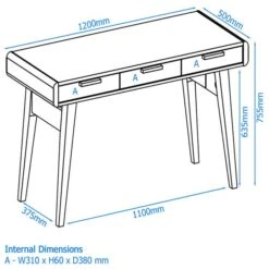 Kai 3 Drawer Desk -DUNELM Furniture Shop 30850924 alt09