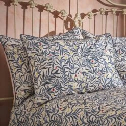 EW By Edinburgh Weavers Malory Floral Navy 100% Cotton Sateen Pillowcase Pair