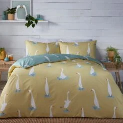 Fusion Puddles The Duck Yellow Duvet Cover And Pillowcase Set