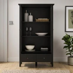 Lynton Glazed Display Cabinet, Black -DUNELM Furniture Shop 30858801 alt01