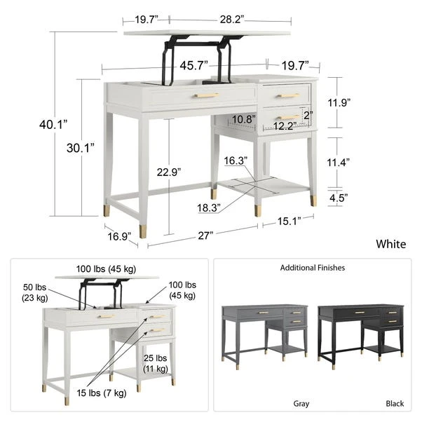 Cosmo Living Westerleigh Lift Desk, Graphite 9 Cosmo Living Westerleigh Lift Desk, Graphite - Image 7