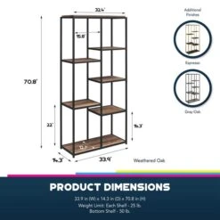Quincy 5 Shelf Bookcase, Weathered Oak -DUNELM Furniture Shop 30860052 alt09