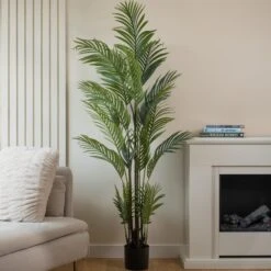 Artificial Tall Real Touch Pearl Palm Tree In Black Plant Pot