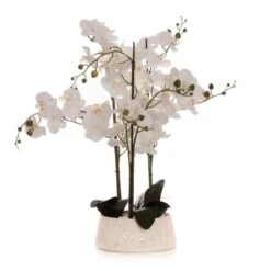 Artificial White Orchid In Grey Terrazzo Plant Pot -DUNELM Furniture Shop 30861403 alt04