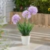 Artificial Purple Allium In White Plant Pot -DUNELM Furniture Shop 30861649