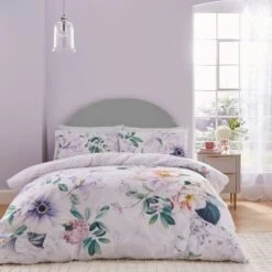 Tansy Floral Cotton Sateen Duvet Cover And Pillowcase Set -DUNELM Furniture Shop 30862379