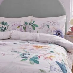 Tansy Floral Cotton Sateen Duvet Cover And Pillowcase Set -DUNELM Furniture Shop 30862379 alt01