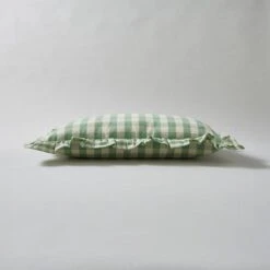 Frilled Gingham Cushion Green -DUNELM Furniture Shop 30864076 alt03
